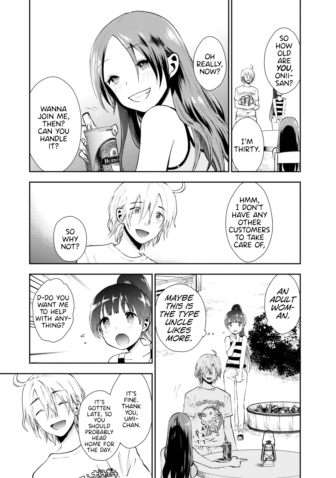 Umisaki Lilac Chapter 10 page 8 - Chapter 10: Sea and Beer and Older Lady
