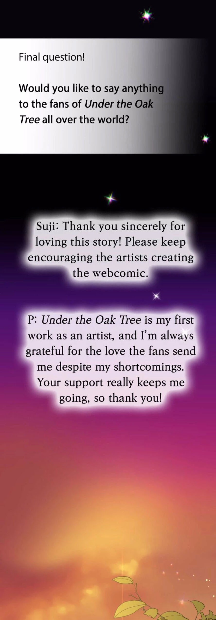 Under the Oak Tree Chapter 34.5 page 21 - Creator's Interview