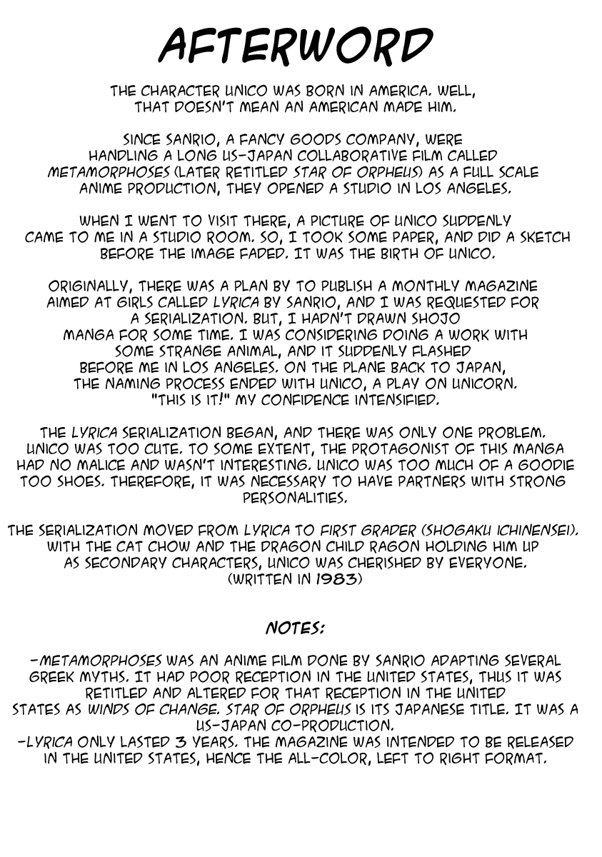 Unico Chapter 8.1 page 1 - Chapter 8.1: Afterword