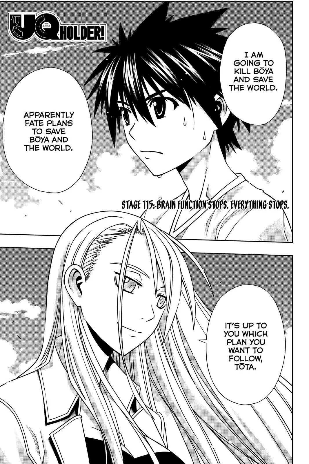 UQ Holder! Chapter 115 page 1 - Chapter 115 : Brain Function Stops. Everything Stops