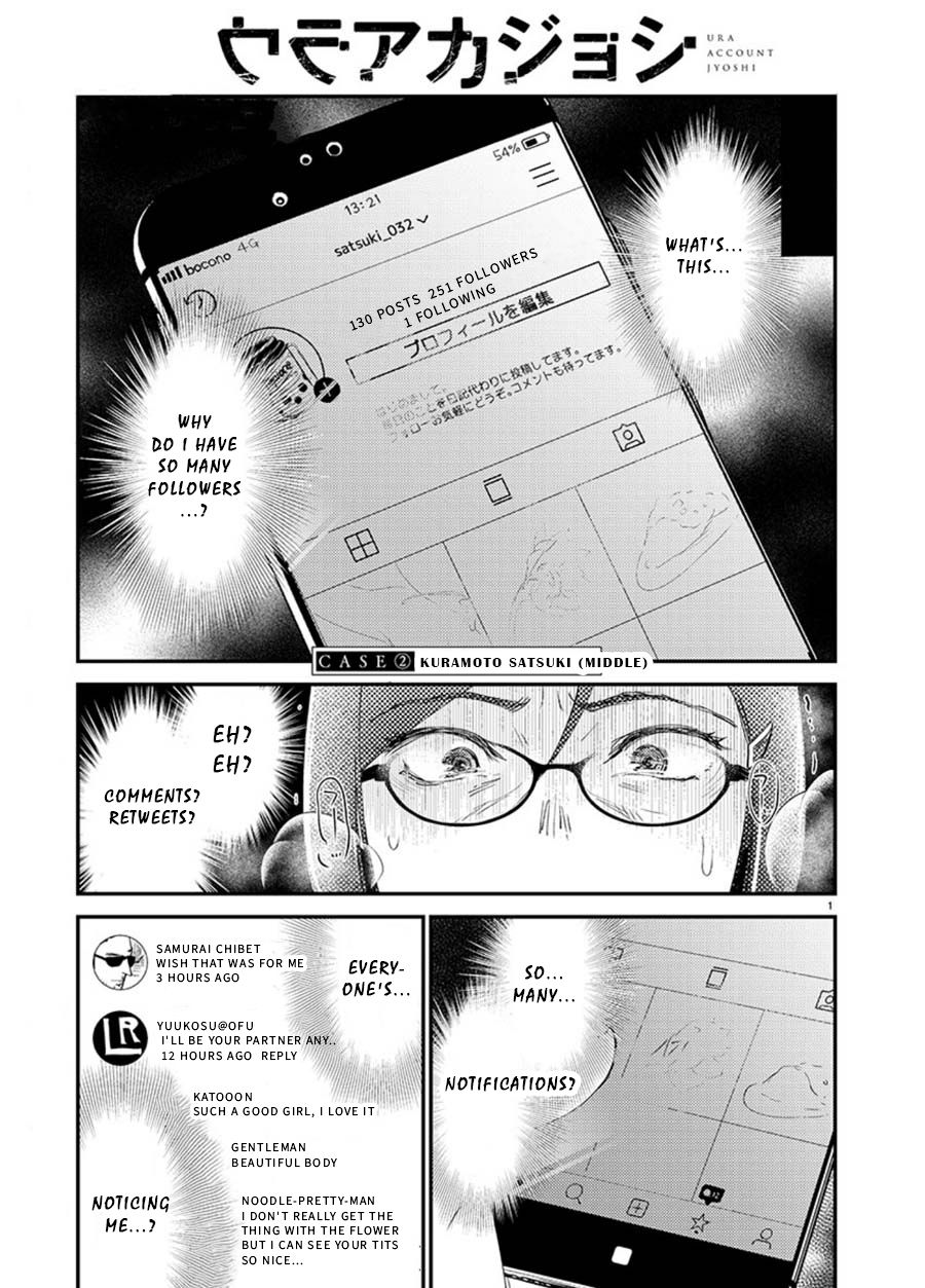 Ura Account Jyoshi Chapter 2 page 1 - Chapter 2: Kuramoto Satsuki (Middle)