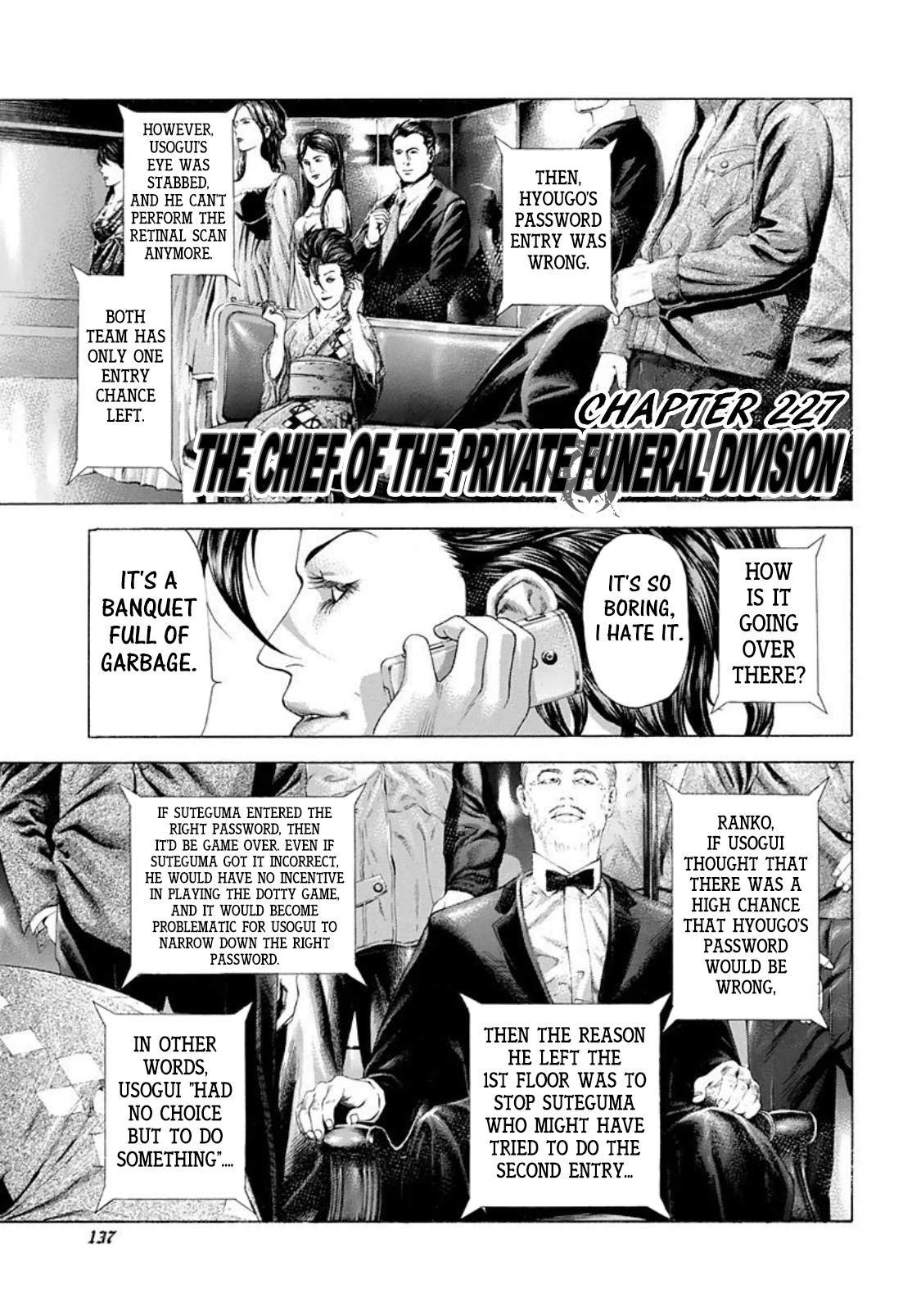 Usogui Chapter 227 page 1 - Chapter 227: The Chief Of The Private Funeral Division