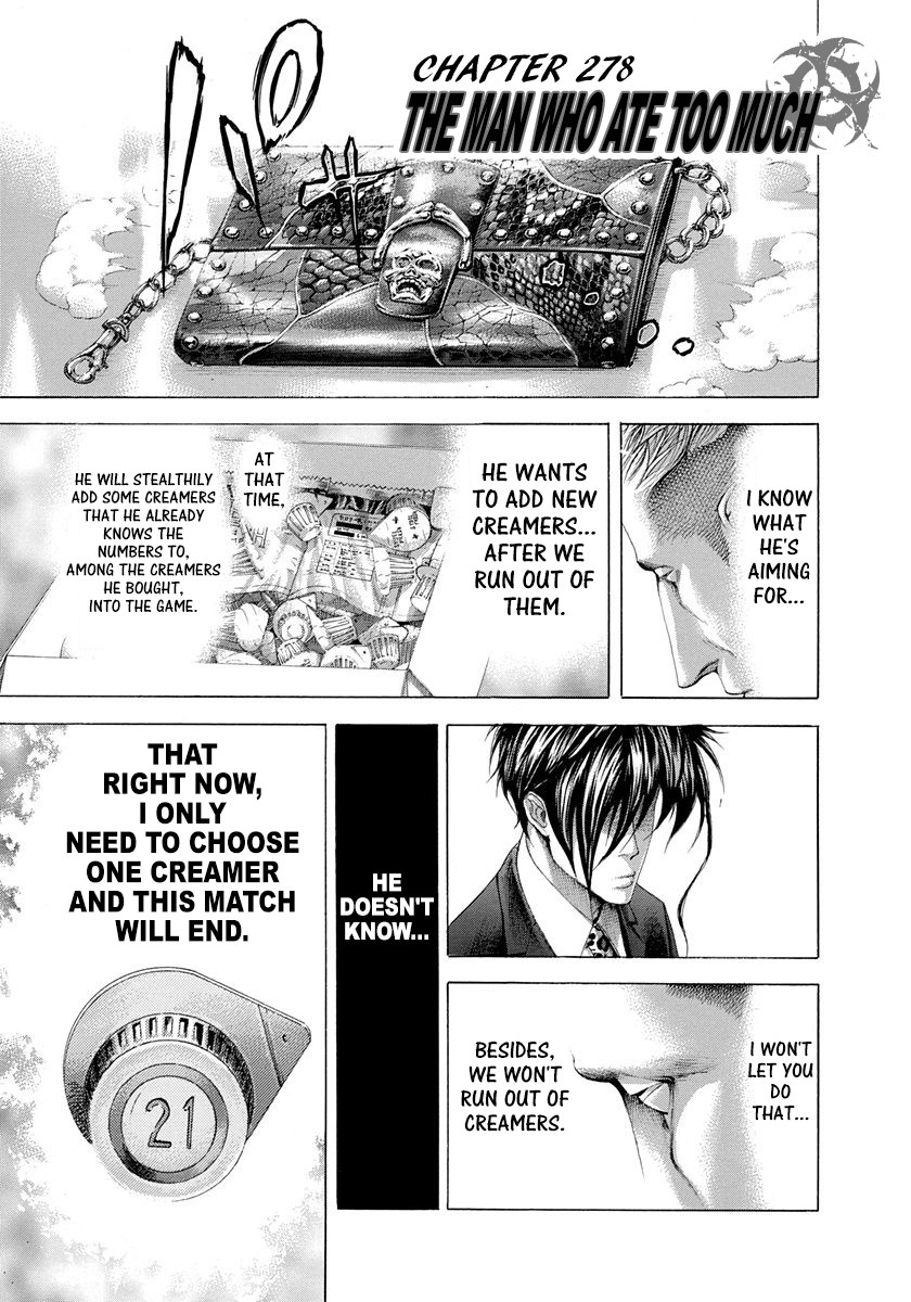 Usogui Chapter 278 page 1 - Chapter 278: The Man Who Ate Too Much