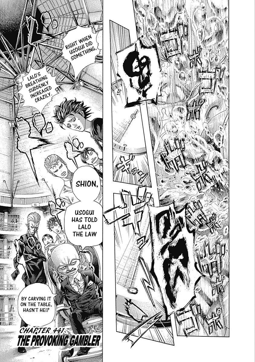 Usogui Chapter 441 page 1 - Chapter 441: The Provoking Gambler