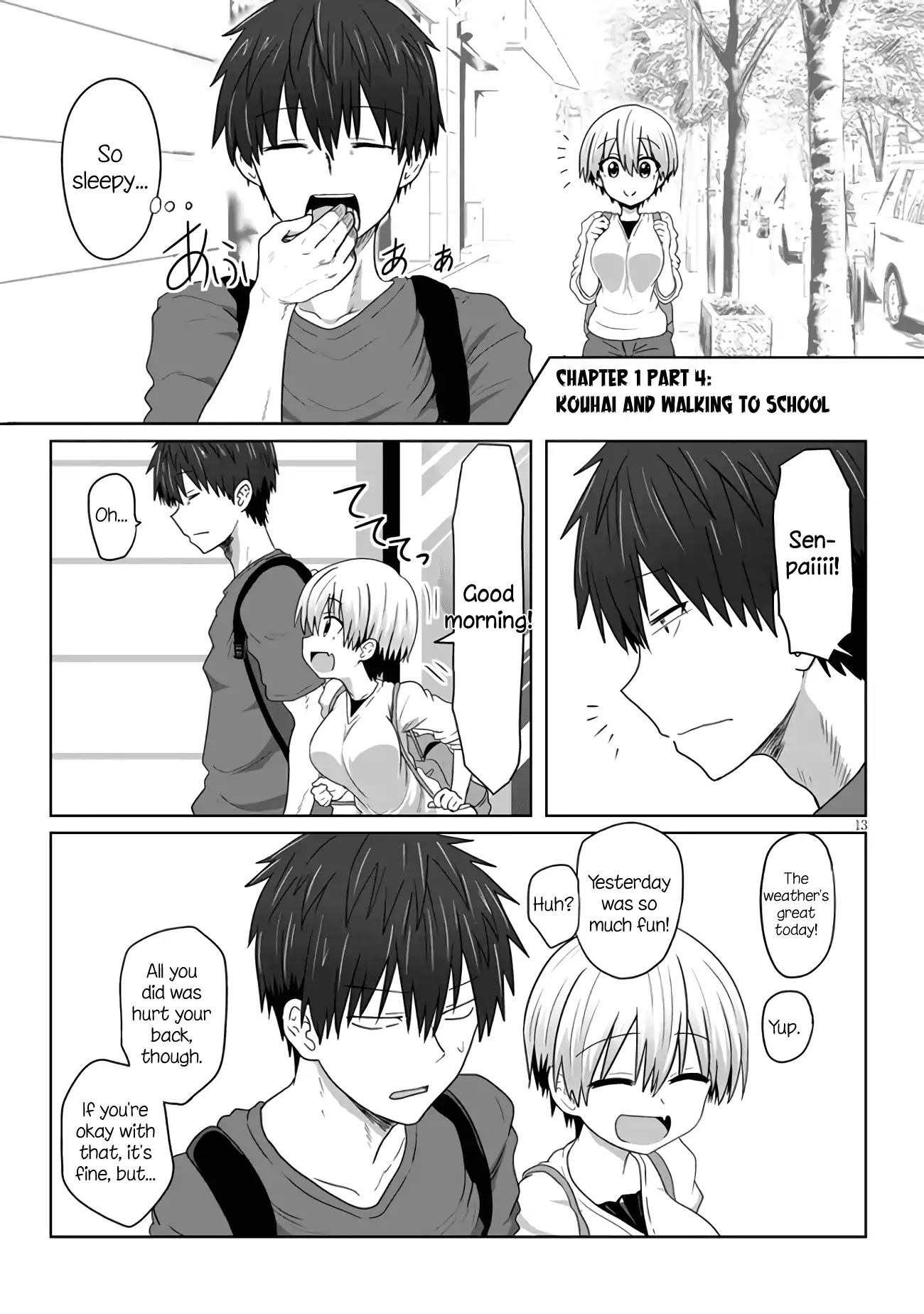 Uzaki-chan wa Asobitai! Chapter 1.4 page 1 - Chapter 1.4: Kouhai And Walking To School