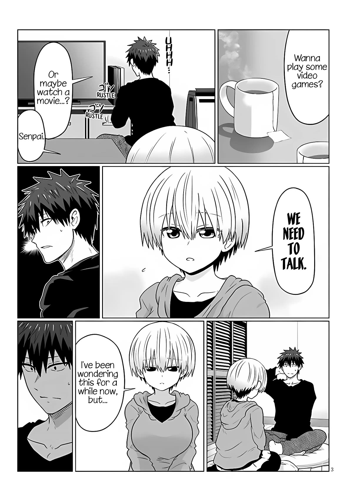 Uzaki-chan wa Asobitai! Chapter 100 page 3 - Chapter 100: Kouhai and Boobs