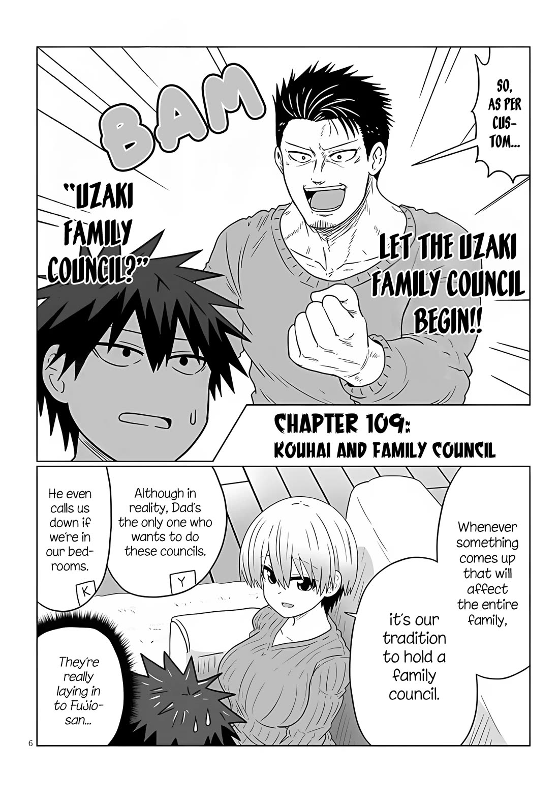 Uzaki-chan wa Asobitai! Chapter 109 page 6 - Chapter 109: Kouhai and Family Council