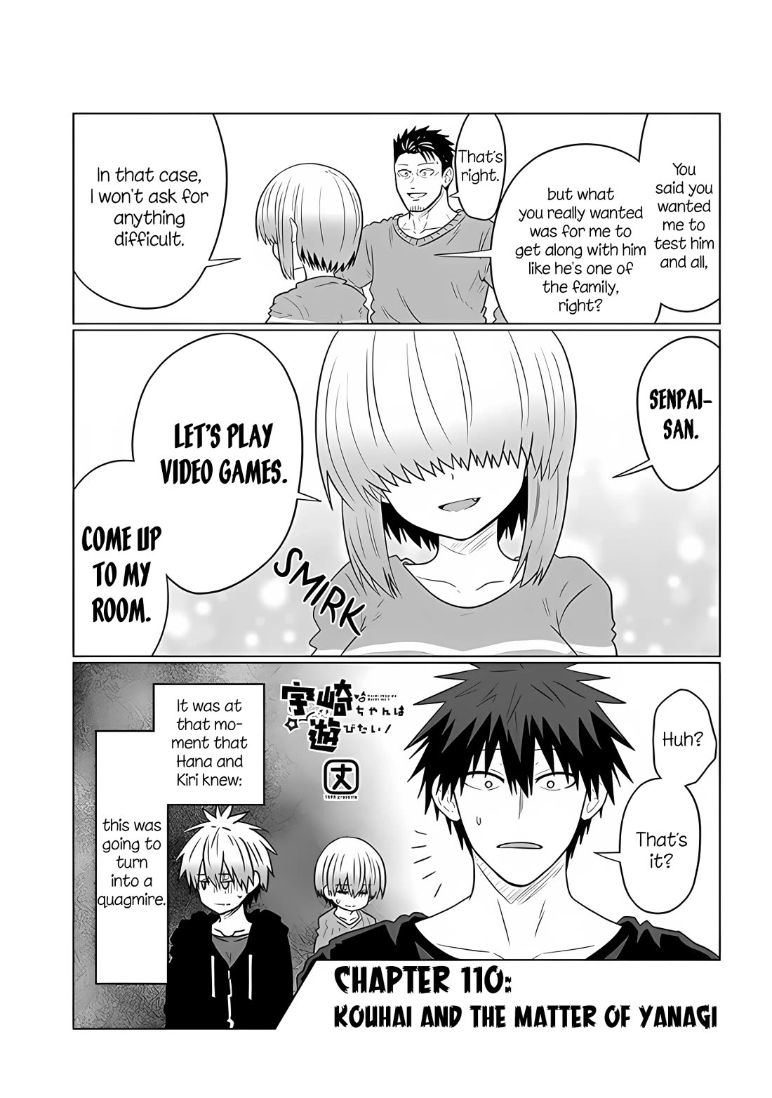Uzaki-chan wa Asobitai! Chapter 110 page 1 - Chapter 110: Kouhai and the Matter of Yanagi