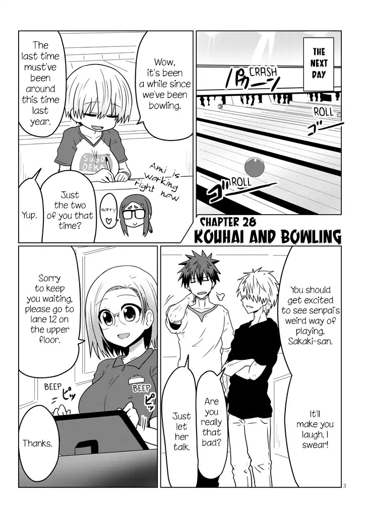 Uzaki-chan wa Asobitai! Chapter 28 page 3 - Chapter 28: Kouhai and Bowling