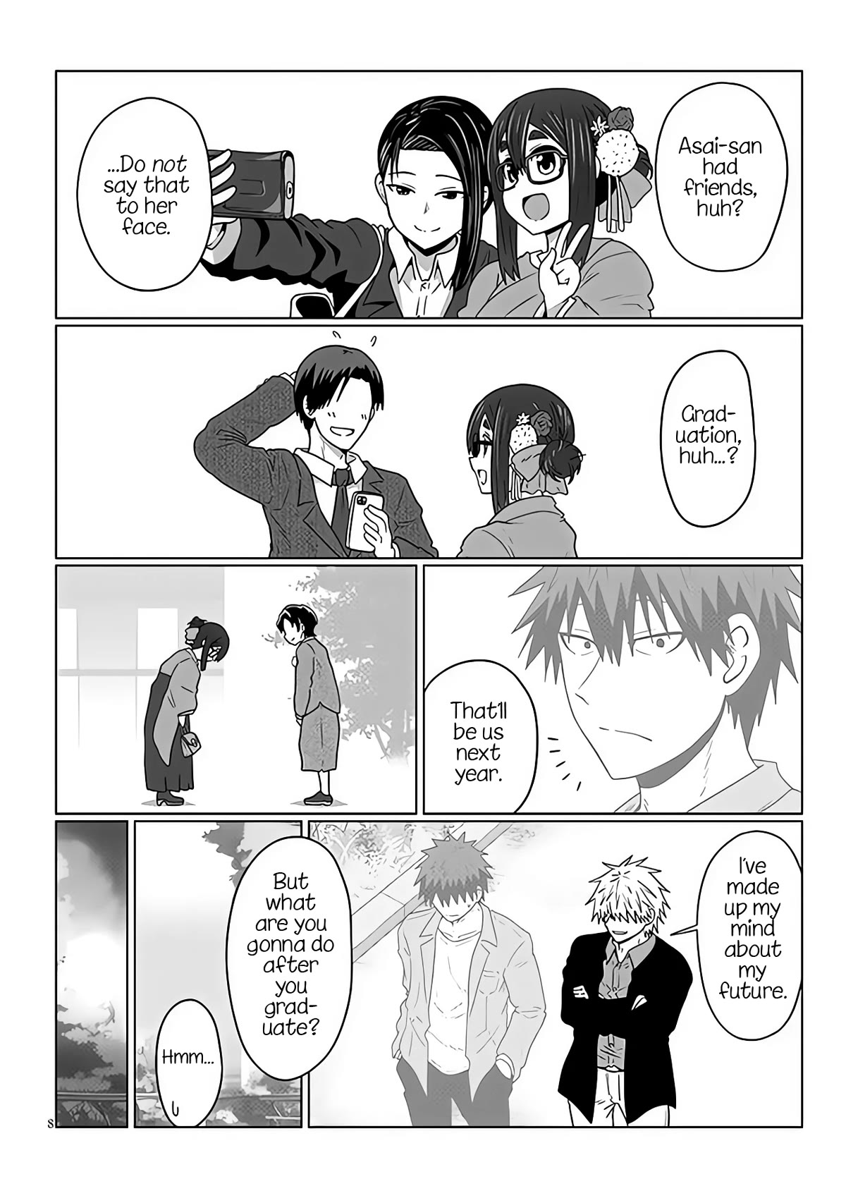 Uzaki-chan wa Asobitai! Chapter 95 page 8 - Chapter 95: Kouhai and Graduation Ceremony