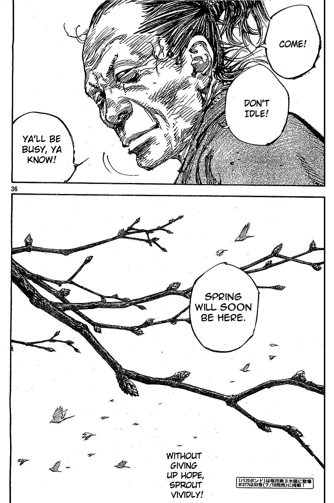 Vagabond manga, chapter 316, page 35 of 35