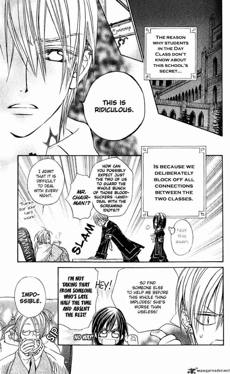 Vampire Knight Chapter 1 page 22 - Chapter 1 : The Night Class at Cross Academy