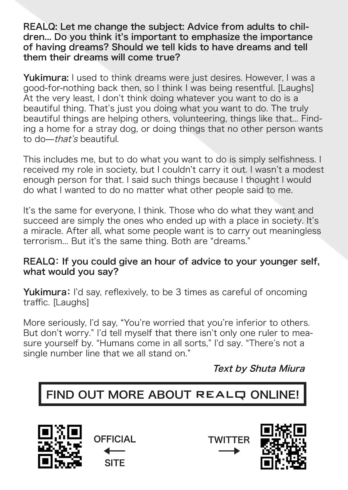 Vinland Saga Chapter 144.5 page 12 - Vol.10 Special Realq Interview with Makoto Yukimura
