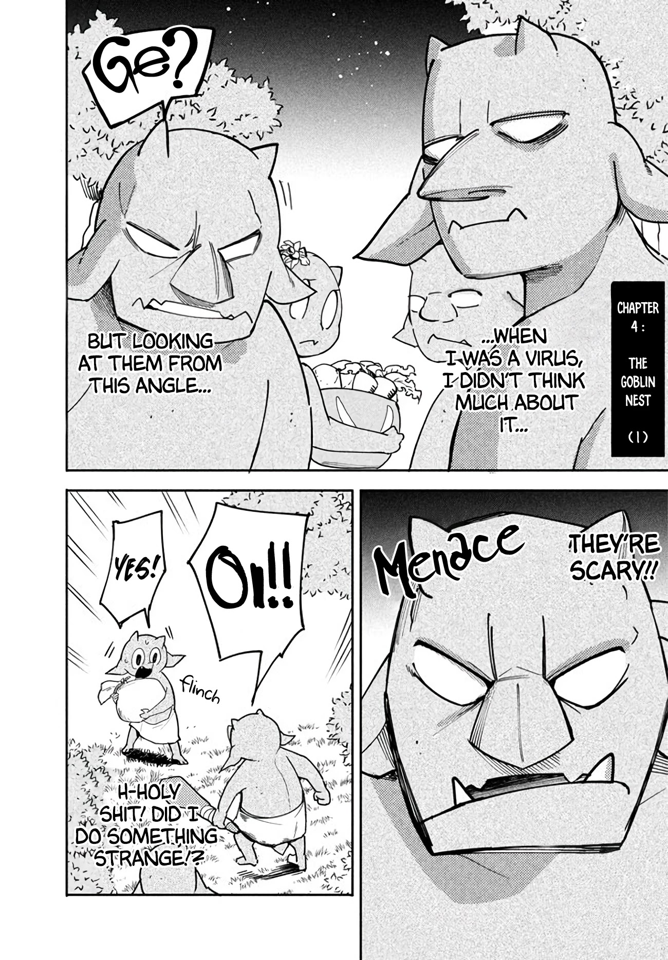 Virus Tensei kara Isekai Kansen Monogatari Chapter 4.1 page 1 - Chapter 4.1: The Goblin Nest (1)