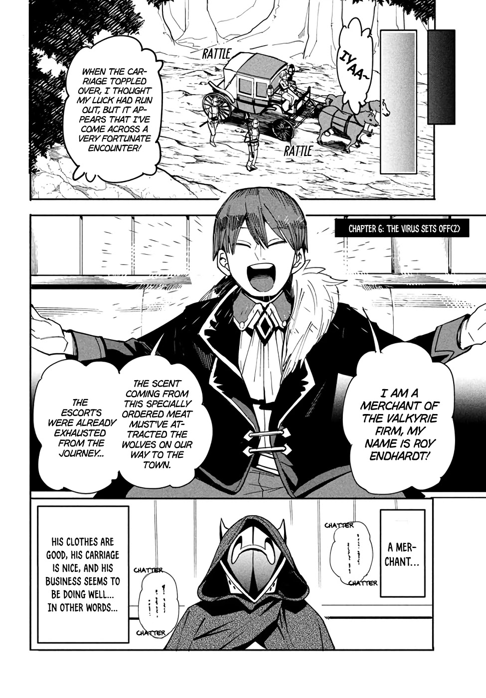 Virus Tensei kara Isekai Kansen Monogatari Chapter 6.2 page 1 - Chapter 6.2: The Virus Sets Off (2)