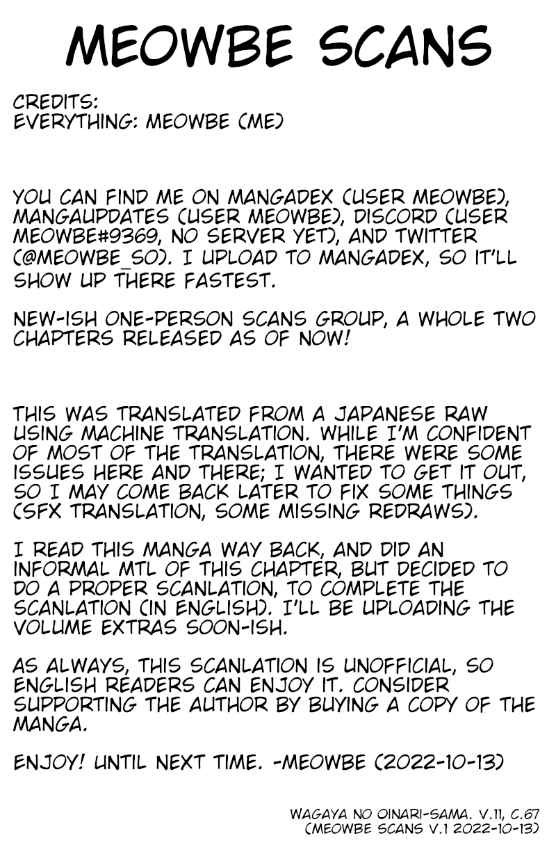 Wagaya no Oinarisama. Chapter 67 page 31 - Chapter 67: I'm Home, Inara-sama [END]