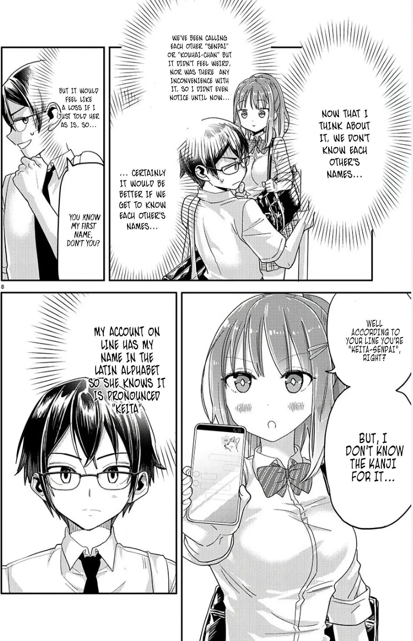 Watashi no shiranai, senpai no 100 ko no koto Chapter 4 page 8 - Chapter 4: What's Your Name Senpai?