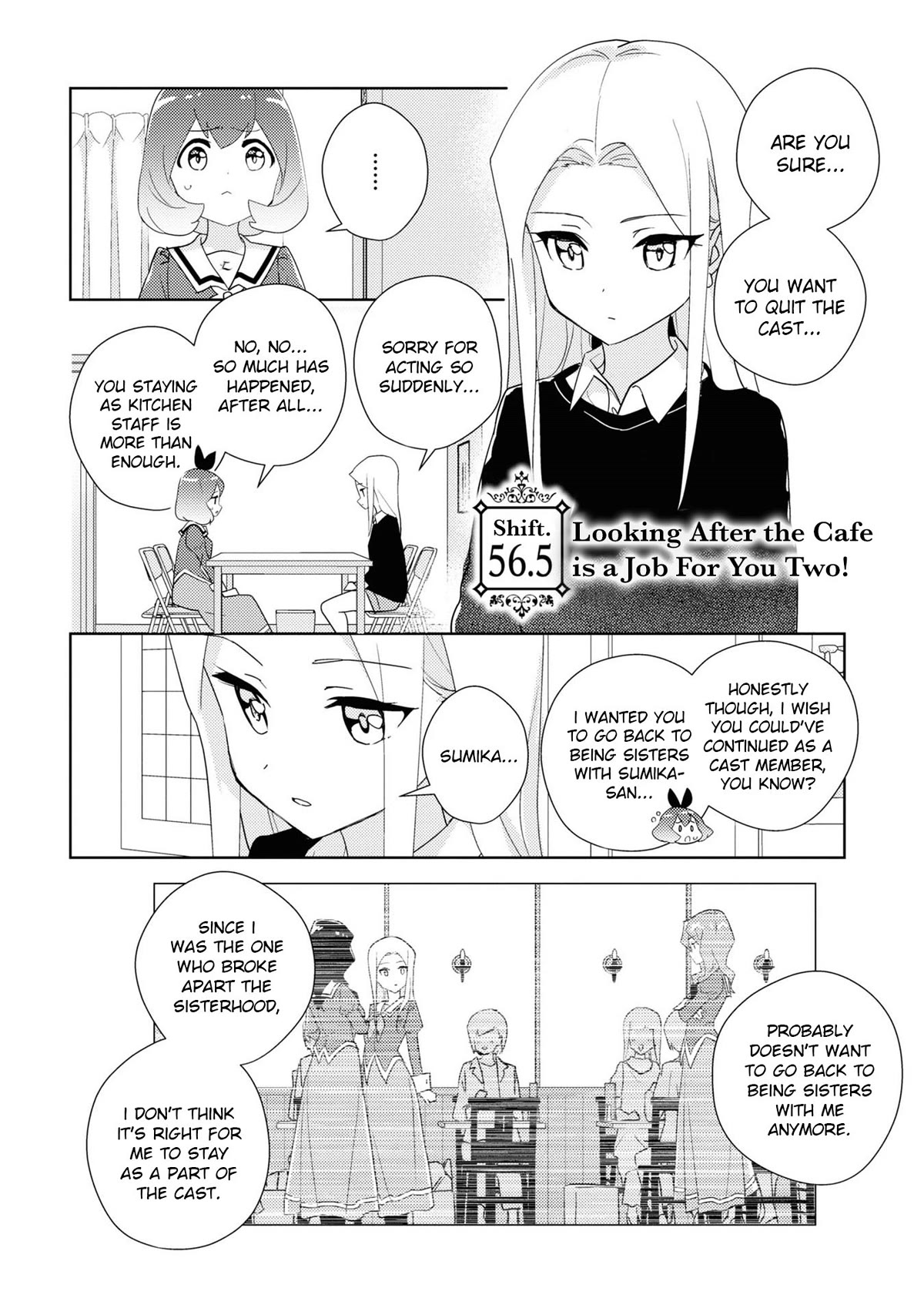 Watashi no Yuri wa Oshigoto desu! Chapter 56.5 page 1 - Chapter 56.5: Looking After the Cafe is a Job For You Two!