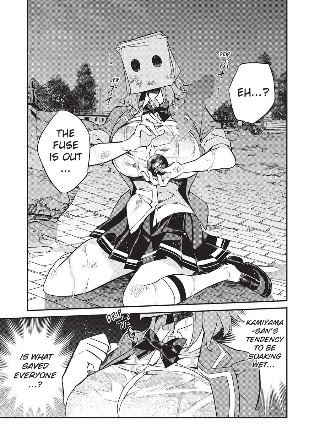 What's under Kamiyama-san's paper bag? Chapter 21 page 15 - Chapter 21: One Againts A Thousand - What The Hero Was Lacking Is...