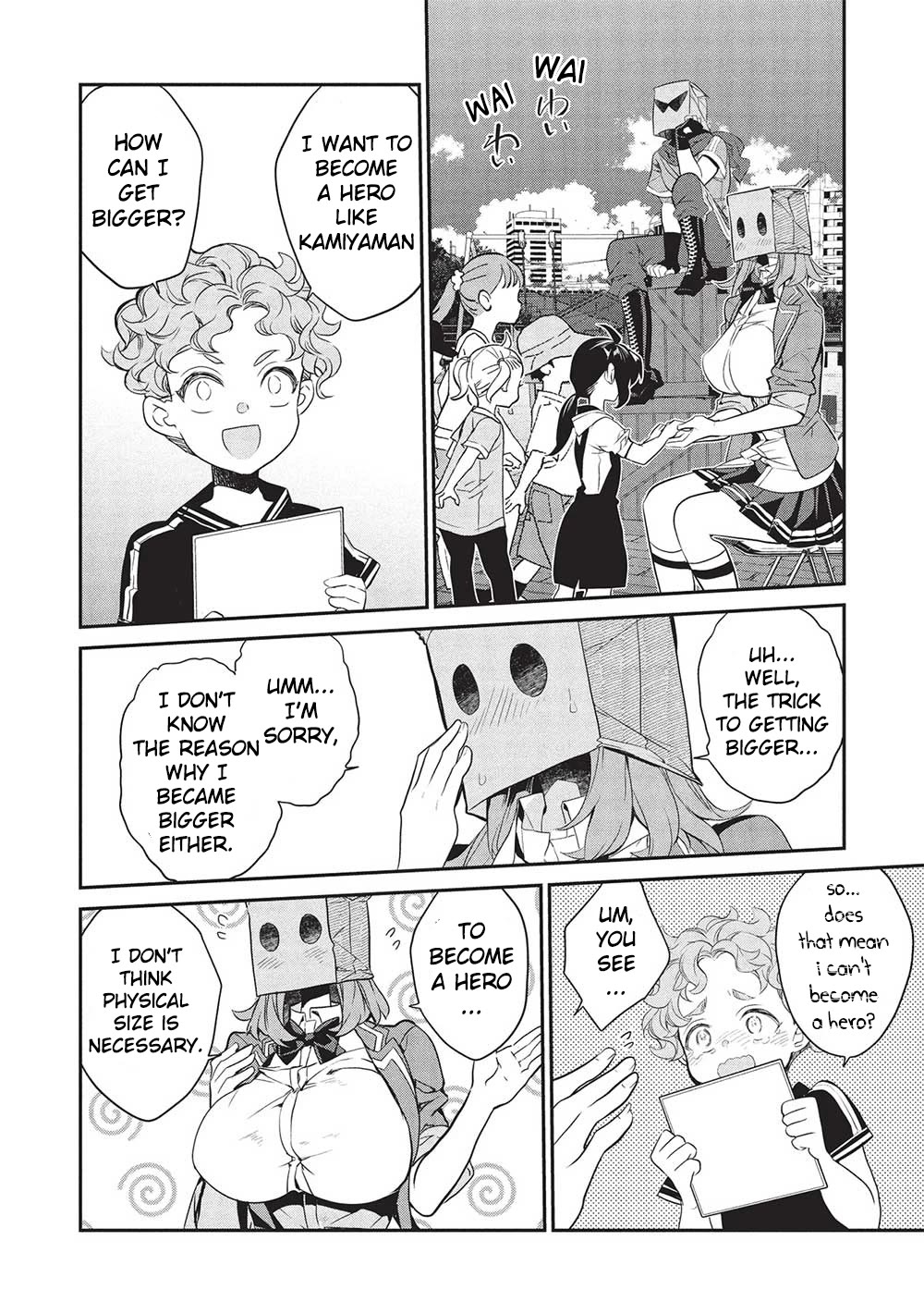 What's under Kamiyama-san's paper bag? Chapter 21 page 20 - Chapter 21: One Againts A Thousand - What The Hero Was Lacking Is...