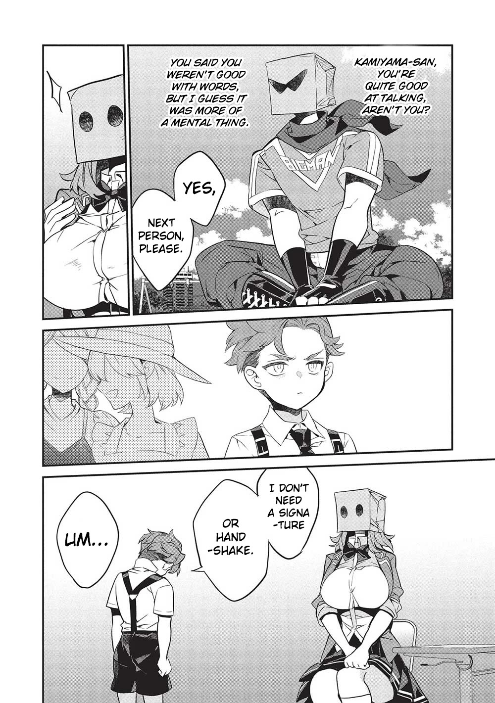 What's under Kamiyama-san's paper bag? Chapter 21 page 22 - Chapter 21: One Againts A Thousand - What The Hero Was Lacking Is...
