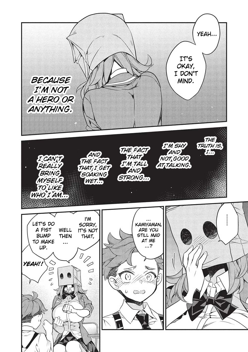 What's under Kamiyama-san's paper bag? Chapter 21 page 24 - Chapter 21: One Againts A Thousand - What The Hero Was Lacking Is...