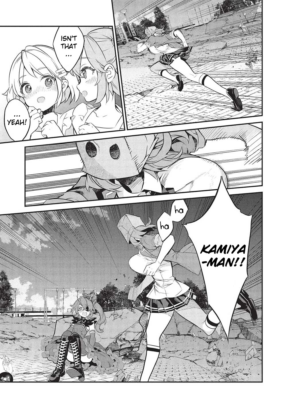 What's under Kamiyama-san's paper bag? Chapter 21 page 3 - Chapter 21: One Againts A Thousand - What The Hero Was Lacking Is...