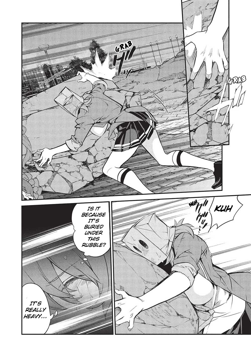 What's under Kamiyama-san's paper bag? Chapter 21 page 4 - Chapter 21: One Againts A Thousand - What The Hero Was Lacking Is...