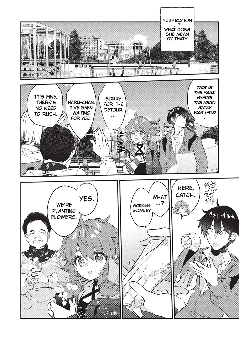 What's under Kamiyama-san's paper bag? Chapter 23 page 16 - Chapter 23: Six Roots Cleansed - The Heroine Struggles