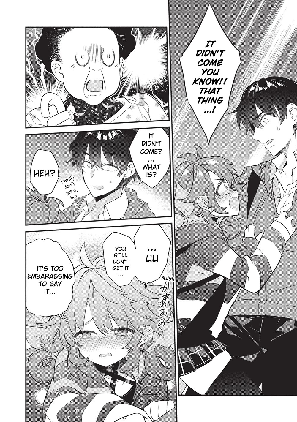 What's under Kamiyama-san's paper bag? Chapter 23 page 28 - Chapter 23: Six Roots Cleansed - The Heroine Struggles