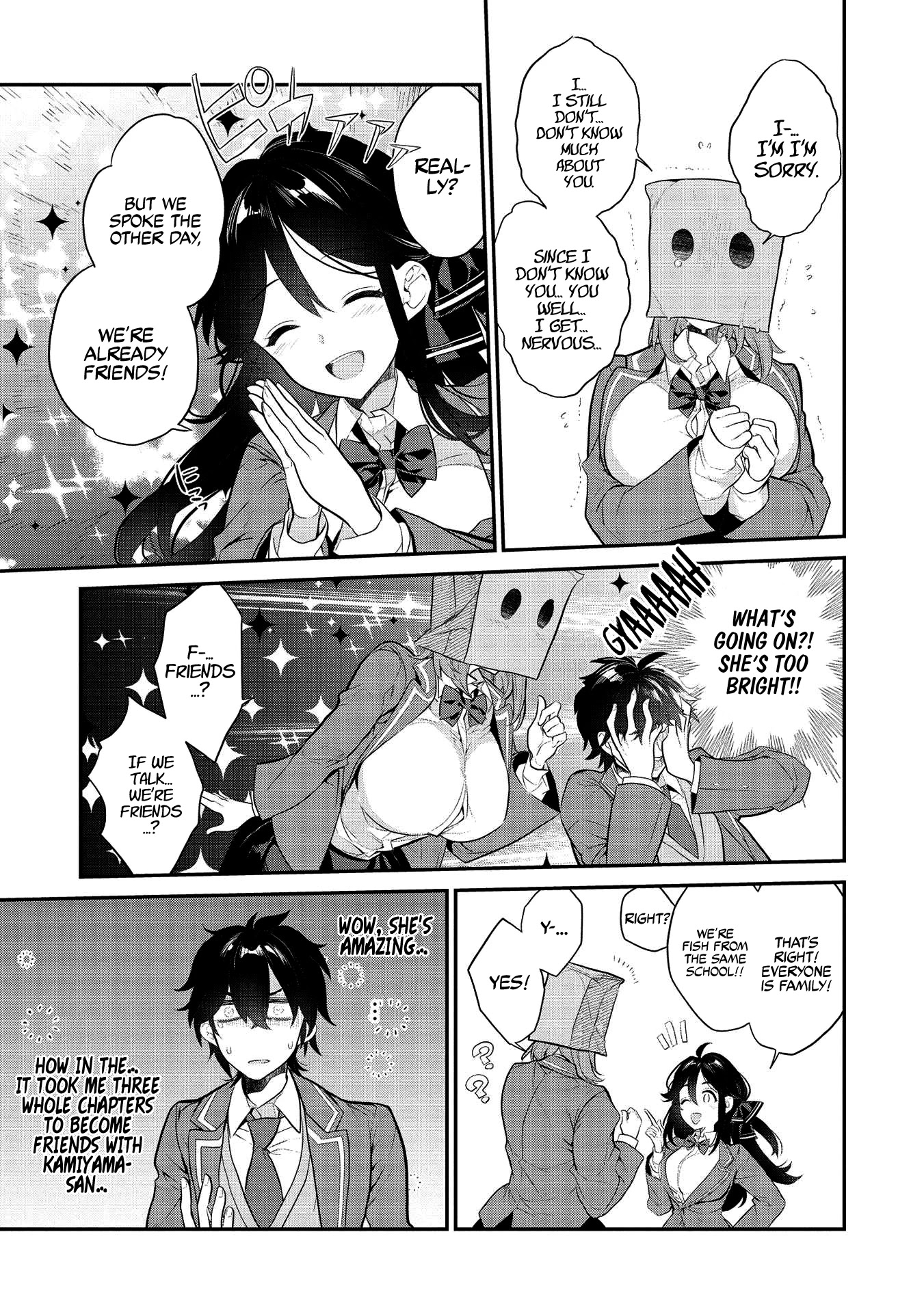 What's under Kamiyama-san's paper bag? Chapter 4 page 6 - Chapter 4: A Battle For A New Beginning