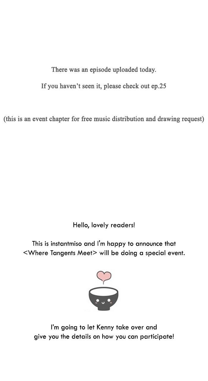 Where Tangents Meet Chapter 25.5 page 1 - Chapter 25.5 : [Event] Drawing Request & Music Distribution