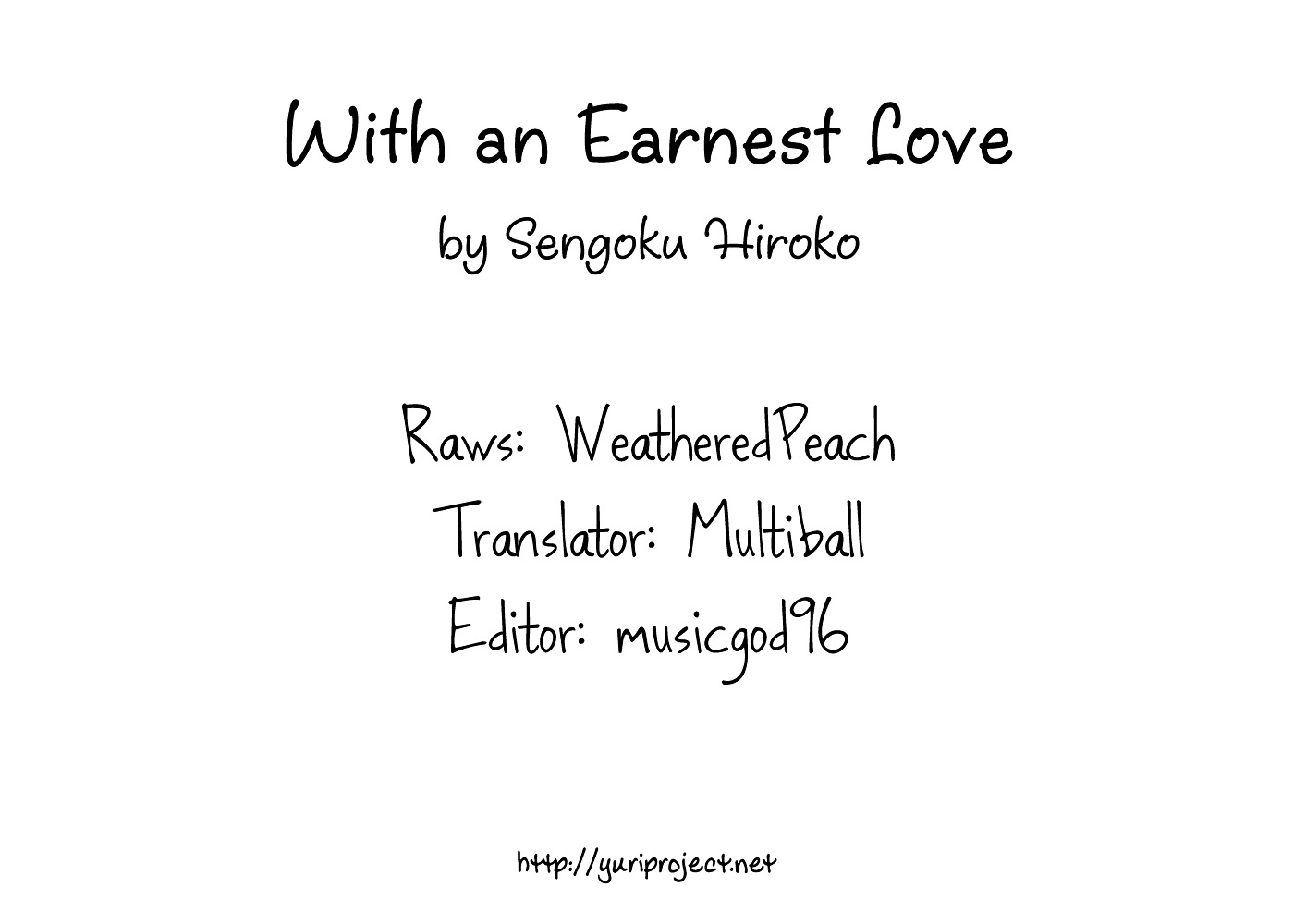 With an Earnest Love Chapter 0 page 1 - Chapter 0 : [Oneshot]