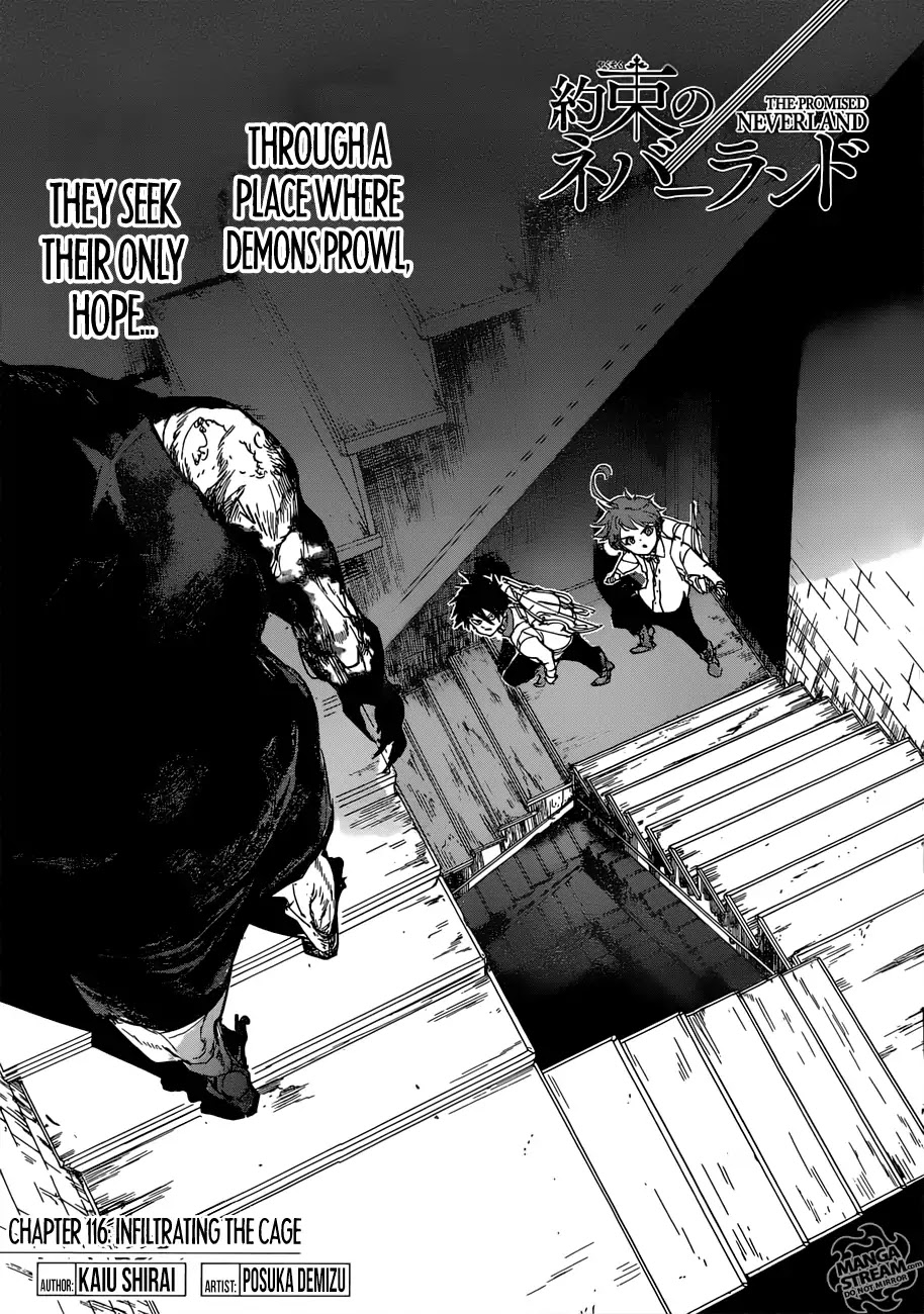 Yakusoku no Neverland Chapter 116 page 1 - Chapter 116: Infiltrating the Cage