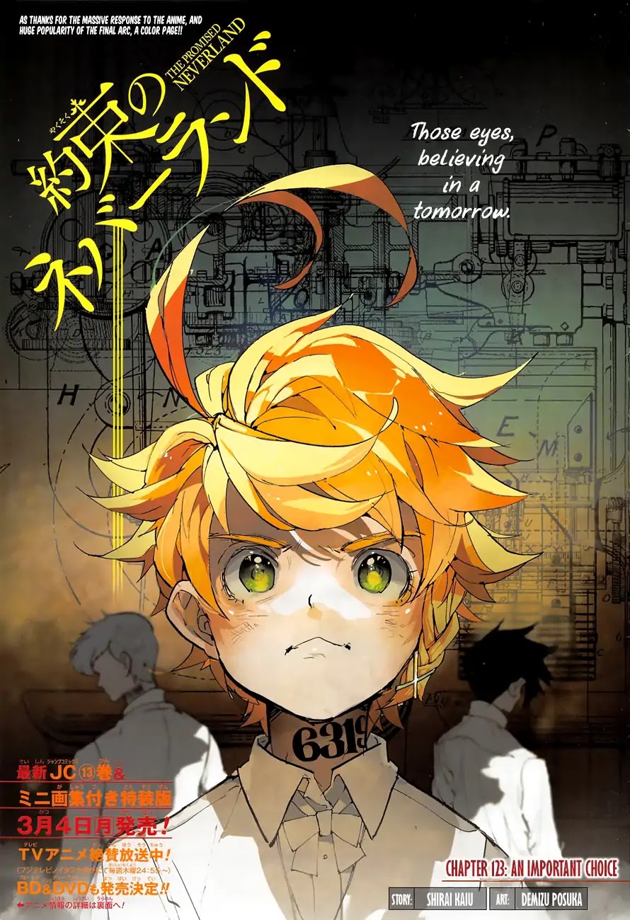 Yakusoku no Neverland Chapter 123 page 1 - Chapter 123: An Important Choice
