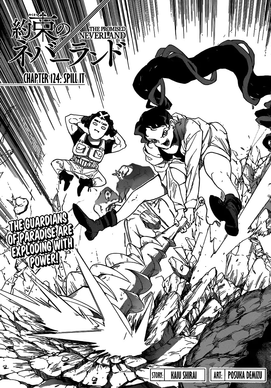 Yakusoku no Neverland Chapter 124 page 1 - Chapter 124: Spill It