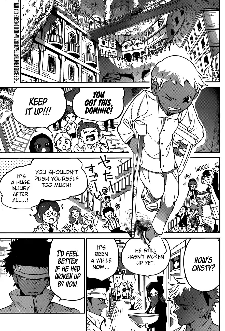 Yakusoku no Neverland Chapter 126 page 1 - Chapter 126: Three Party Dialogue