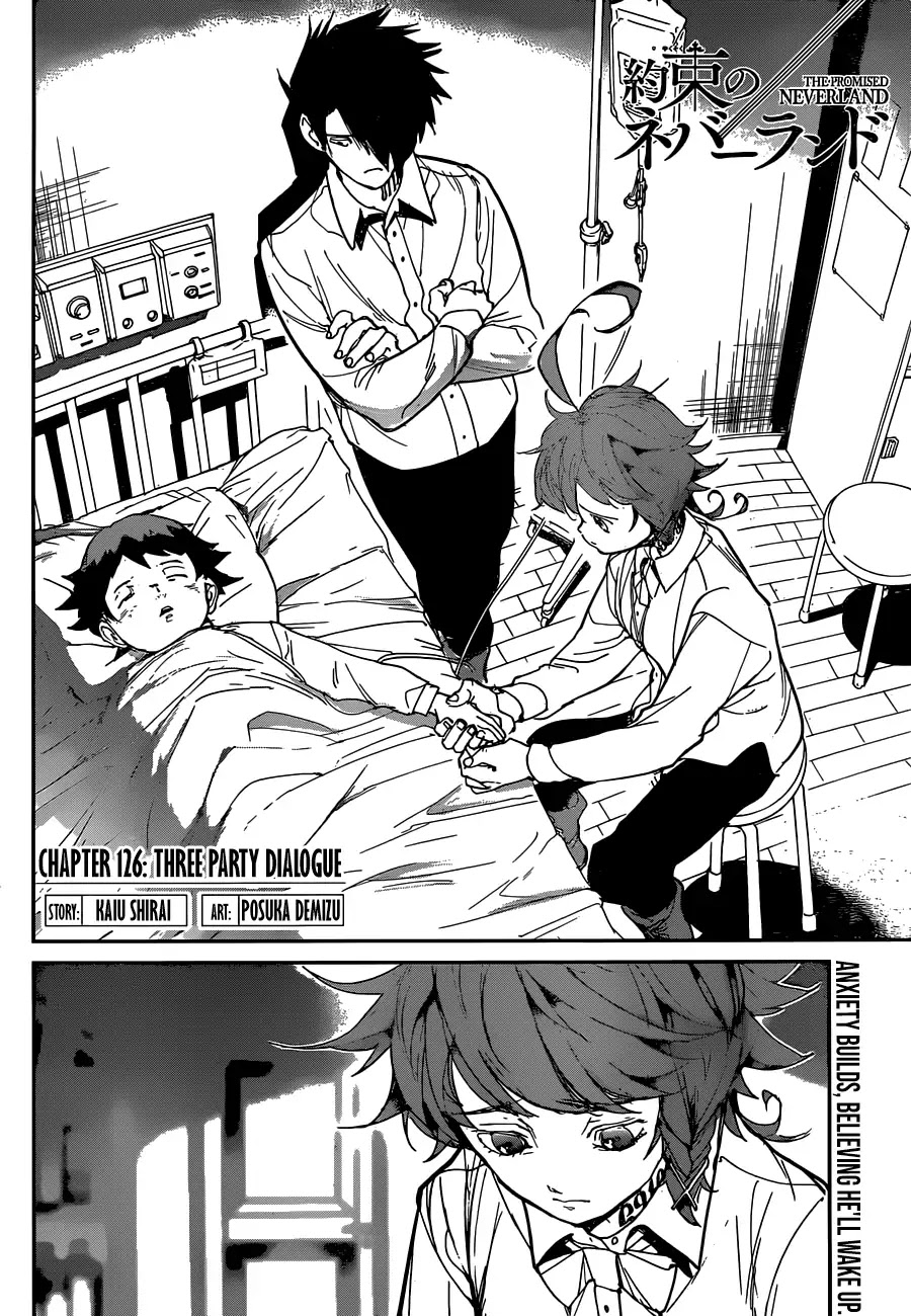 Yakusoku no Neverland Chapter 126 page 3 - Chapter 126: Three Party Dialogue
