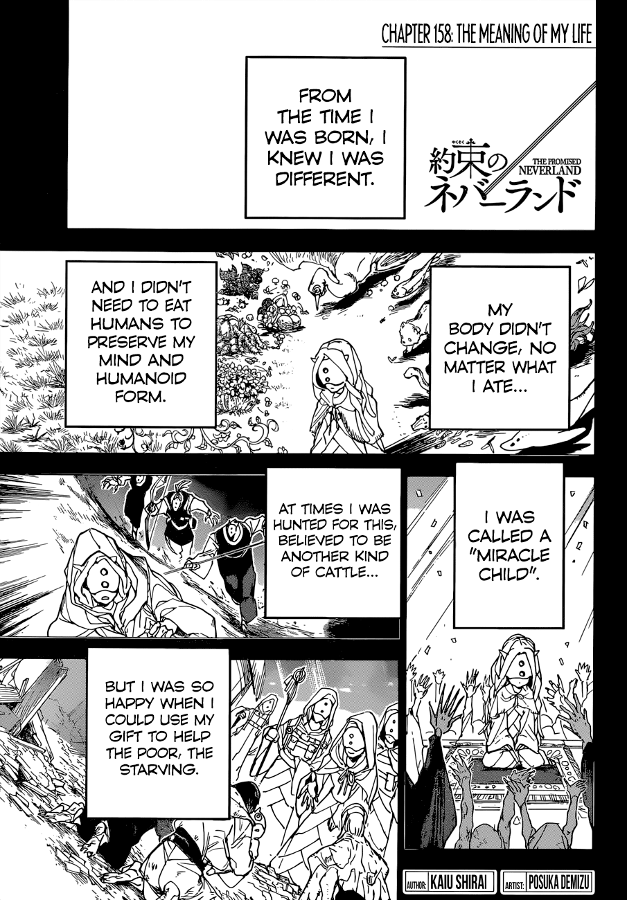 Yakusoku no Neverland Chapter 158 page 1 - Chapter 158: The Meaning of My Life