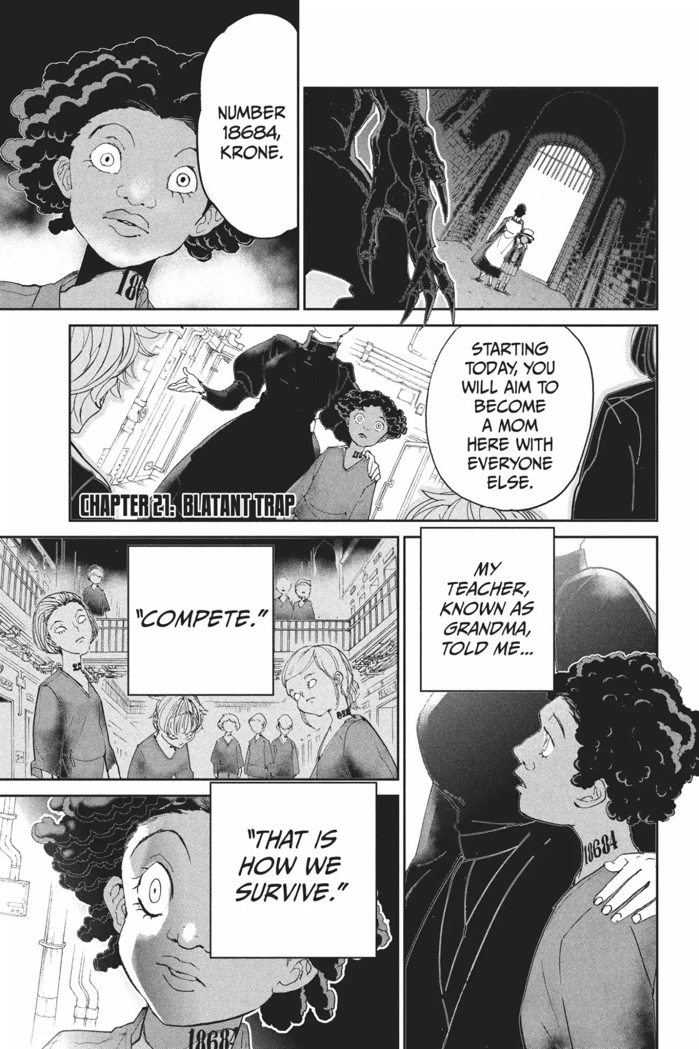 Yakusoku no Neverland Chapter 21 page 1 - Chapter 21: Blatant Trap