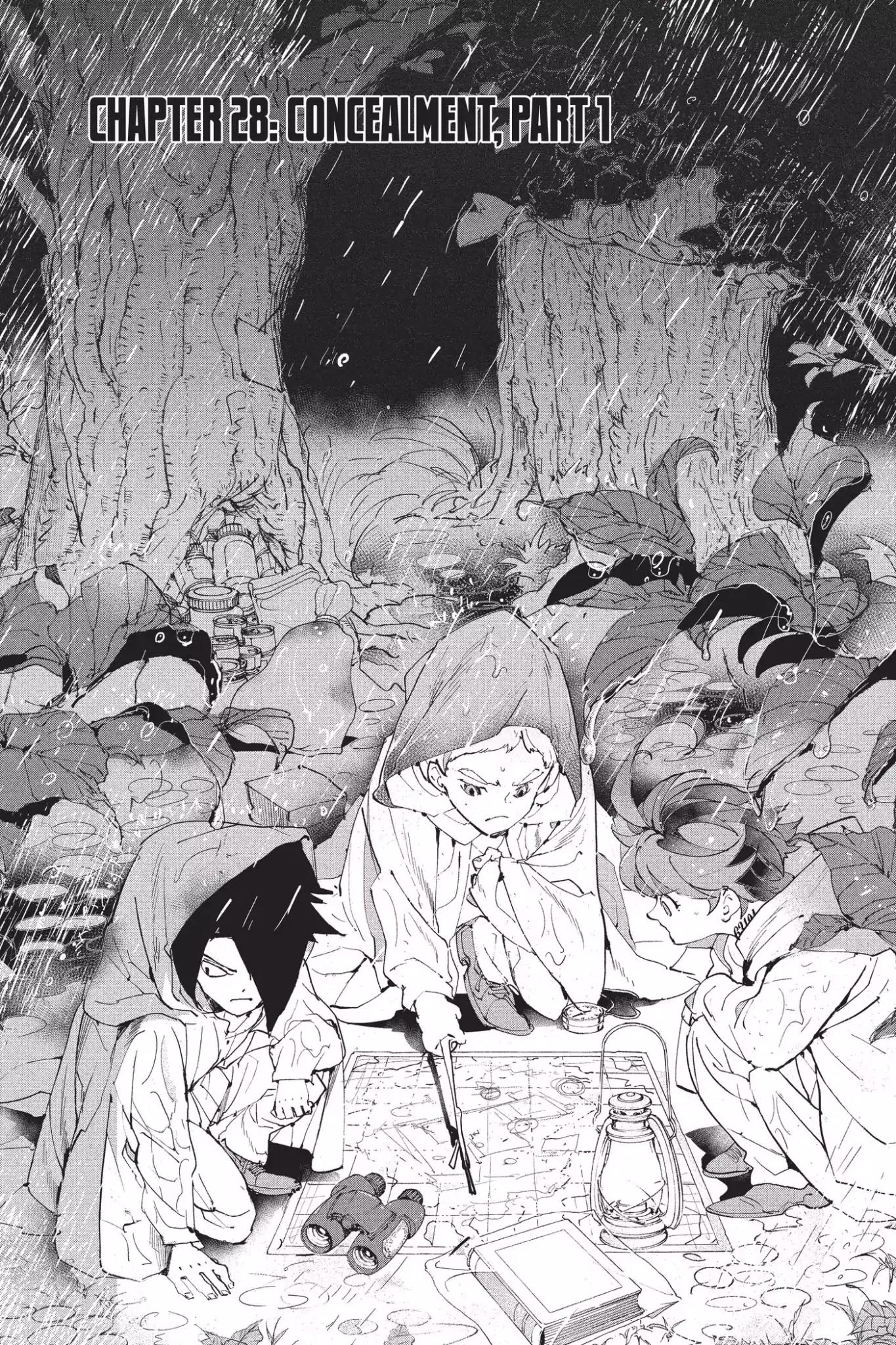 Yakusoku no Neverland Chapter 28 page 1 - Chapter 28: Concealment, Part 1