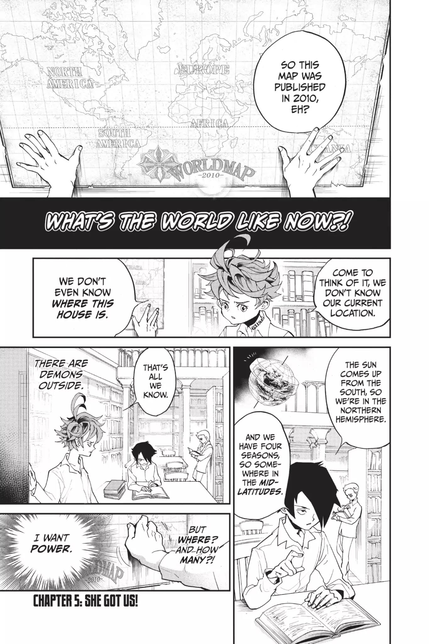Yakusoku no Neverland Chapter 5 page 1 - Chapter 5: She Got Us!