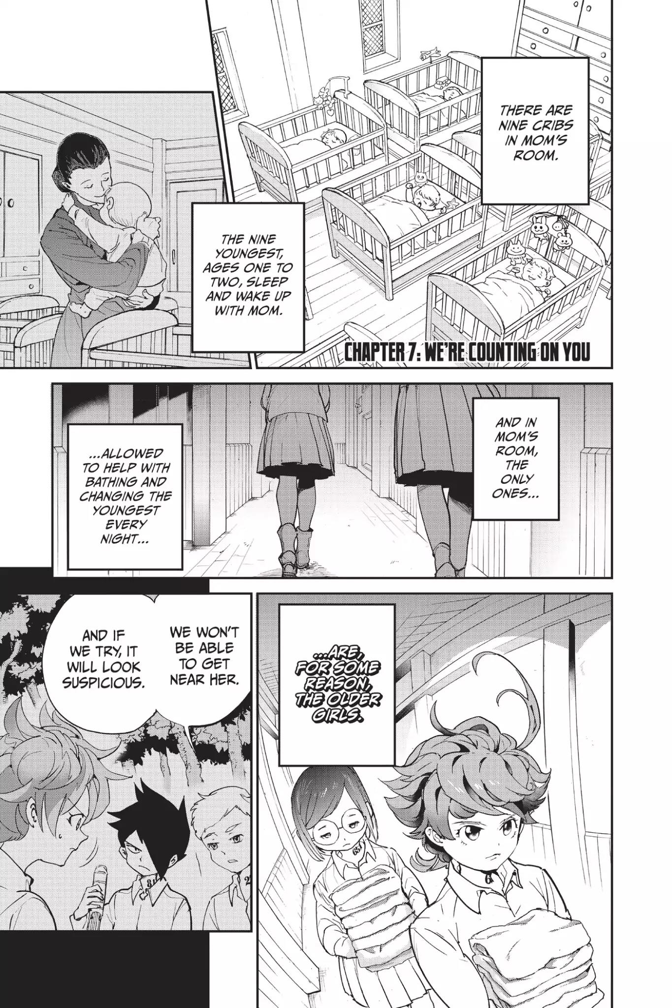 Yakusoku no Neverland Chapter 7 page 1 - Chapter 7: We're Counting on You