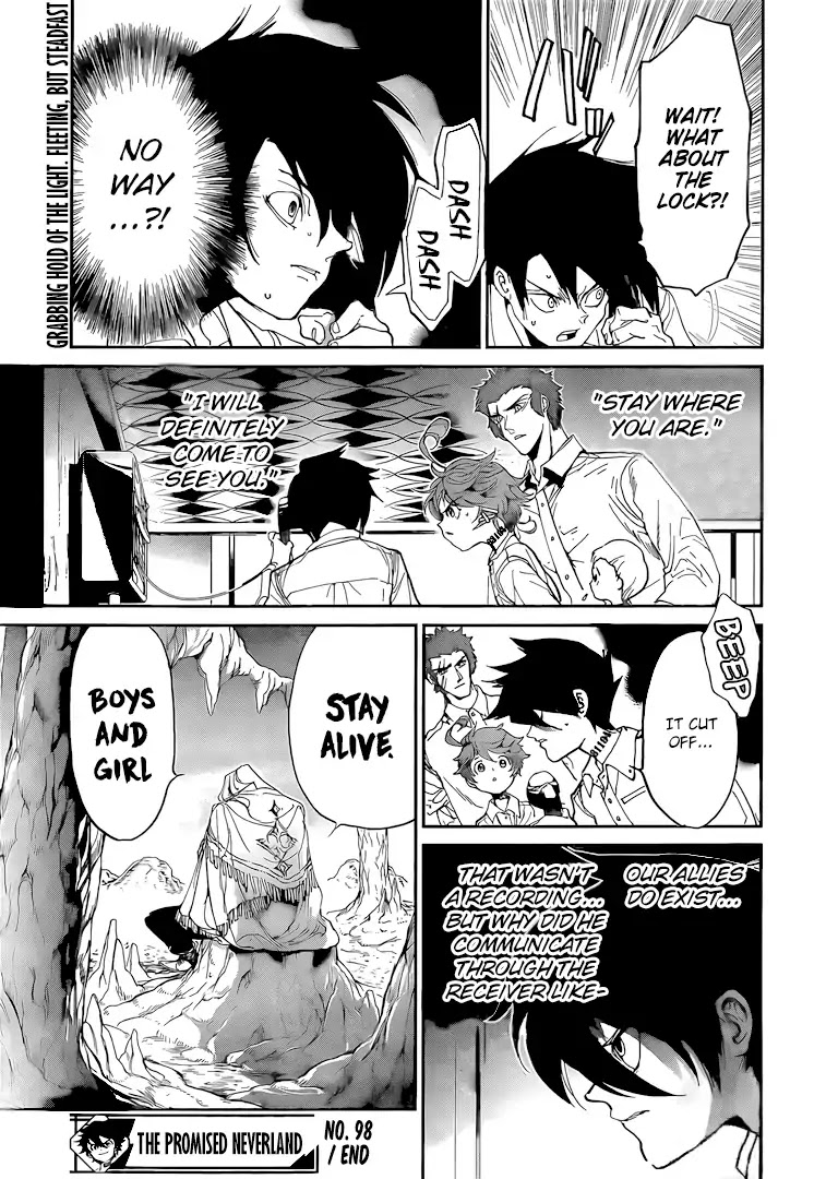 Yakusoku no Neverland Chapter 98 page 19 - Chapter 98: Sound of the Beginning