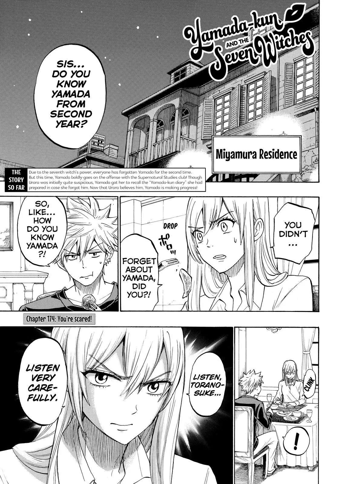 Yamada-kun to 7-nin no Majo Chapter 174 page 1 - Chapter 174: You're Scared!