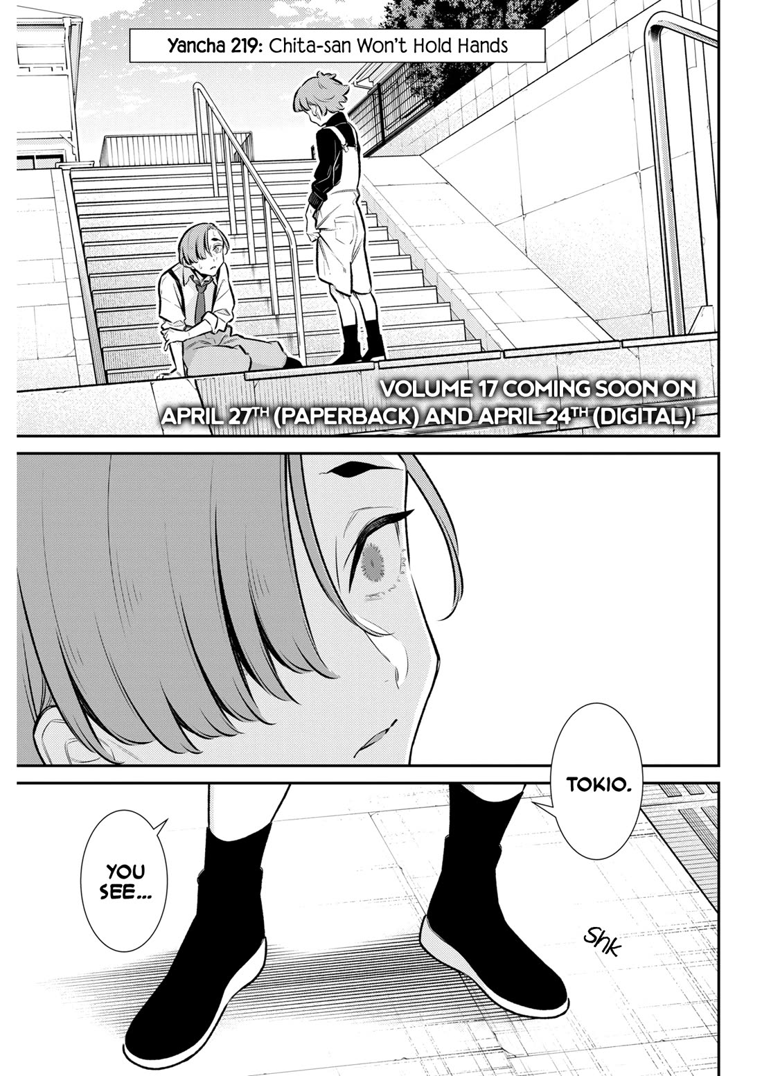 Yancha Gal no Anjou-san Chapter 219 page 1 - Chapter 219: Chita-san Won't Hold Hands
