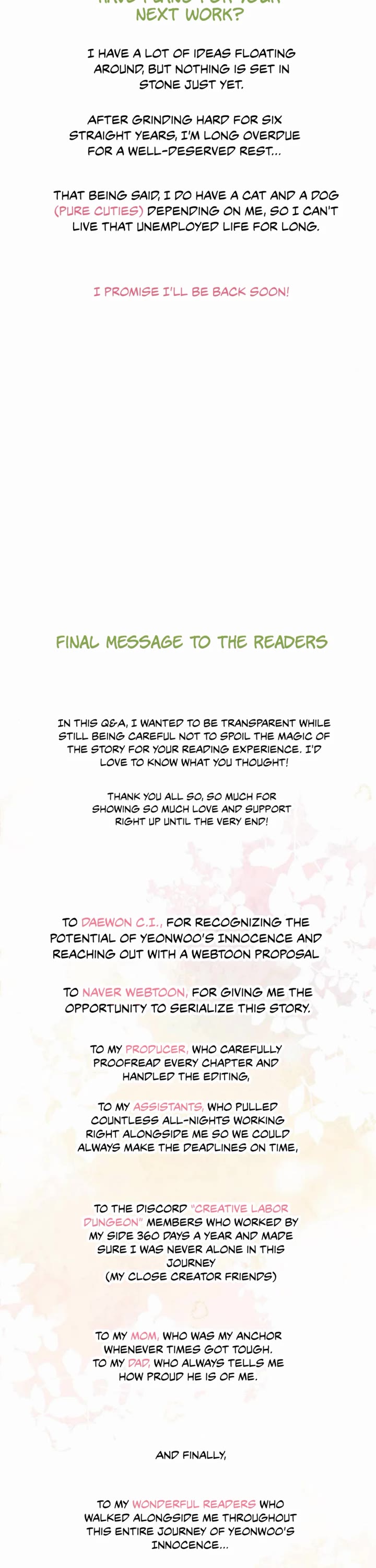Yeonwoo's Innocence Chapter 225.5 page 11 - Chapter 225.5: Afterword [END]