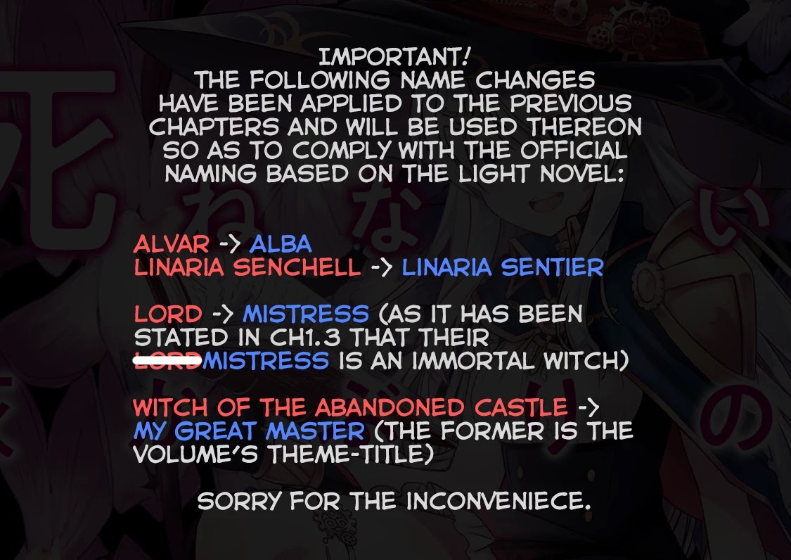 You are the Cindery Witch that will not Die Chapter 1.4 page 1 - Chapter 1.4: My Great Master