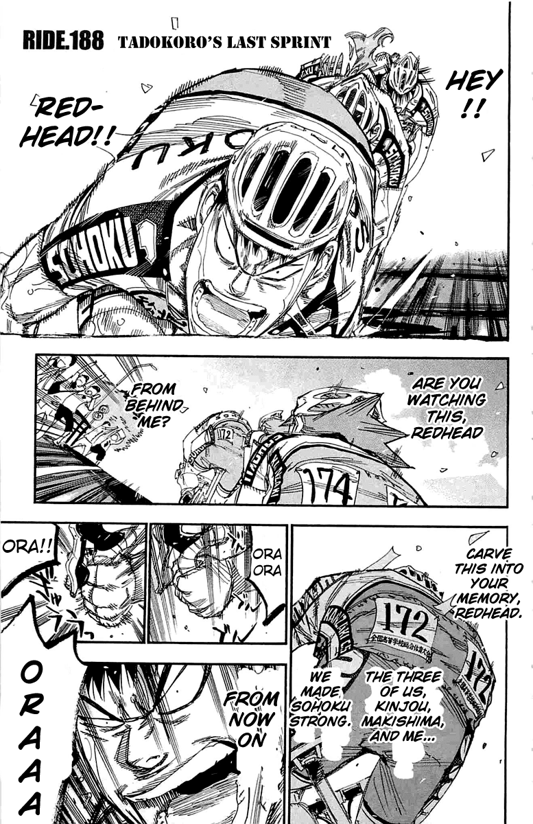 Yowamushi Pedal Chapter 188 page 1 - Chapter 188: Takedoro's Last Sprit