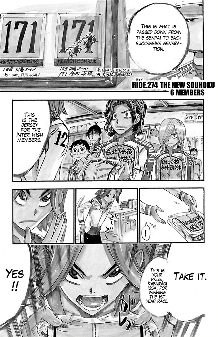 Yowamushi Pedal Chapter 274 page 1 - Chapter 274: The new souhouku 6 members